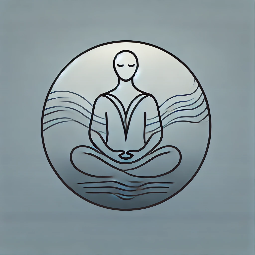 DALL·E 2025-03-14 09.58.39 - A minimalistic digital illustration representing relaxation and breathing techniques. The image features a simple, abstract outline of a person in a m
